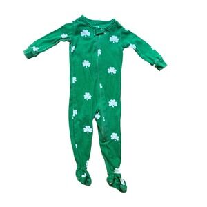 PJ Place Footed Sleeper Baby Green Good Shamrock St Patricks Day SIZE 3-6m